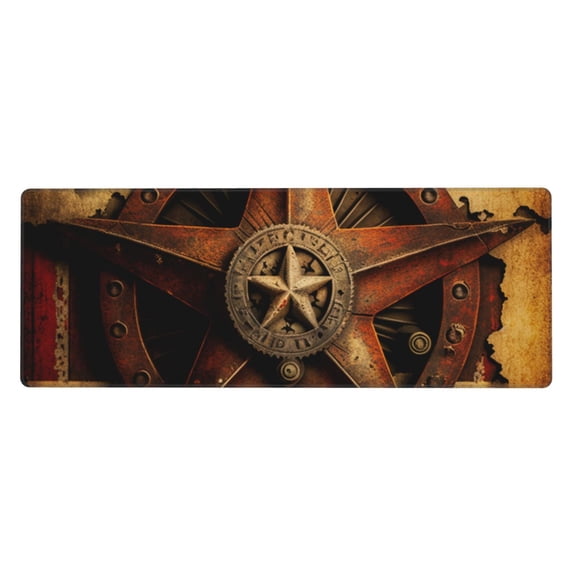 Western Texas Star Rustic Vintage Mouse Pad Extended Large Gaming Mousepad Non-Slip Rubber Big Keyboard Desk Mat 31.5 X 11.8 Inch