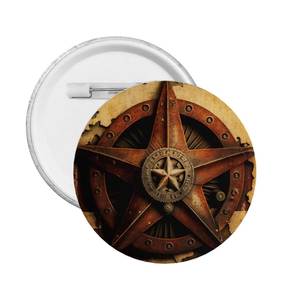 Western Texas Star Rustic Vintage Round Button Pin Badge 5PCS Pinback Buttons Lapel Pin for Jacket, Backpack, Hat, Party Favor, Gift