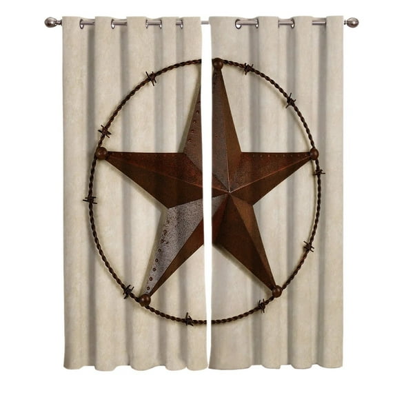 Western Texas Star Rustic Vintage Window Treatments Curtains Valance Room Curtains Large Window Curtain Living