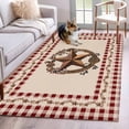 thumbnail image 1 of Western Texas Star Vintage Area Rug 4x6 Washable Rug Non Slip Rustic Wreath Red Beige Plaid Large Area Rug Indoor Floor Carpet for Entryway Bedroom Kitchen Living Room Home Office Dining Room Nursery, 1 of 6