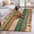 thumbnail image 1 of Western Texas Star Vintage Area Rugs 3'x5', Small Throw Rugs for Living Room Bedroom, Retro Farmhouse Brown Green Wooden Indoor Outdoor Rug Non-Slip Low Pile Carpet Runner Reversible Floor Mats, 1 of 8