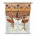 thumbnail image 1 of Western Texas Star Vintage Balloon Curtains for Living Room/French Door, Farmhouse Brown Wood Grain Tie Up Curtains 63 Inch Length Energy Saving Kitchen Curtains Shades for Windows 42"x63", 1 of 8