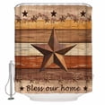 thumbnail image 1 of Western Texas Star Vintage Bathroom Shower Curtains with 12 Hooks Polyester Waterproof Shower Curtain for Stalls and Bathtubs Farmhouse Brown Wood Grain Decorative Bathroom Curtain 36x78 Inches, 1 of 8