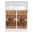 thumbnail image 1 of Western Texas Star Vintage Bathroom Window Curtain, Farmhouse Brown Wood Grain Light Filtering Coffee Kitchen Curtains, Bedroom Living Room Curtains 2 Panel 84"x45", 1 of 6