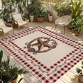 thumbnail image 1 of Western Texas Star Vintage Outdoor Rug for Patio/Deck/Porch, Non-Slip Large Area Rug 4 x 6 Ft, Rustic Wreath Red Beige Plaid Indoor Outdoor Rugs Washable Area Rugs, Camping Rug Carpet Runner, 1 of 8