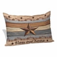 thumbnail image 1 of Western Texas Star Vintage Pillow Covers, Linen Long Throw Pillow Case, Retro Farmhouse Gray Brown Wooden Holiday Pillow Protector Decorative Cushion Cover for Living Room/Bedroom 20" x 36", 1 of 8