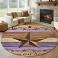 thumbnail image 1 of Western Texas Star Vintage Round Area Rug 6Ft Washable Circle Rugs for Bathroom Office, Retro Farmhouse Purple Brown Wooden Non-Slip Carpet Floor Mats Indoor Outdoor Carpet Runner Home Decor, 1 of 8