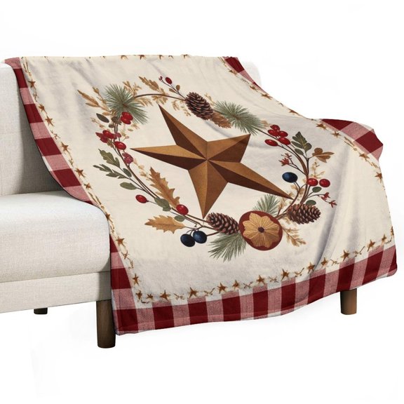Western Texas Star Vintage Style Stars On Wood Panel Print Rustic (1)-1 Throw Blanket for Women, Men - Super Soft Plush Blanket Throw Fleece Blanket Animal Blanket