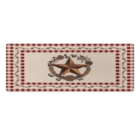Western Texas Star Vintage Style Stars On Wood Panel Print Rustic 2 PCS Anti Fatigue Rugs Pvc Non Skid Waterproof Floor Mat Cushioned Comfort Standing Kitchen Mats for Floor