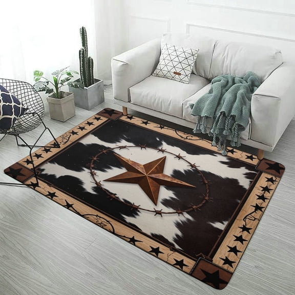 Western Texas Star Vintage Style Stars On Wood Panel Print Rustic (4)-1 Carpet Style Living Room Bedroom Soft Comfy Rug Modern 3d Entry Mats Household