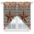 thumbnail image 1 of Western Texas Star Vintage Swag Curtains for Kitchen/Bedroom/Living Room, Rustic Wreath Wood Black Plaid Scalloped Curtains 63 Inch Long, Window Swag Topper Curtains Valances 2 Panels Set 36"x63", 1 of 8
