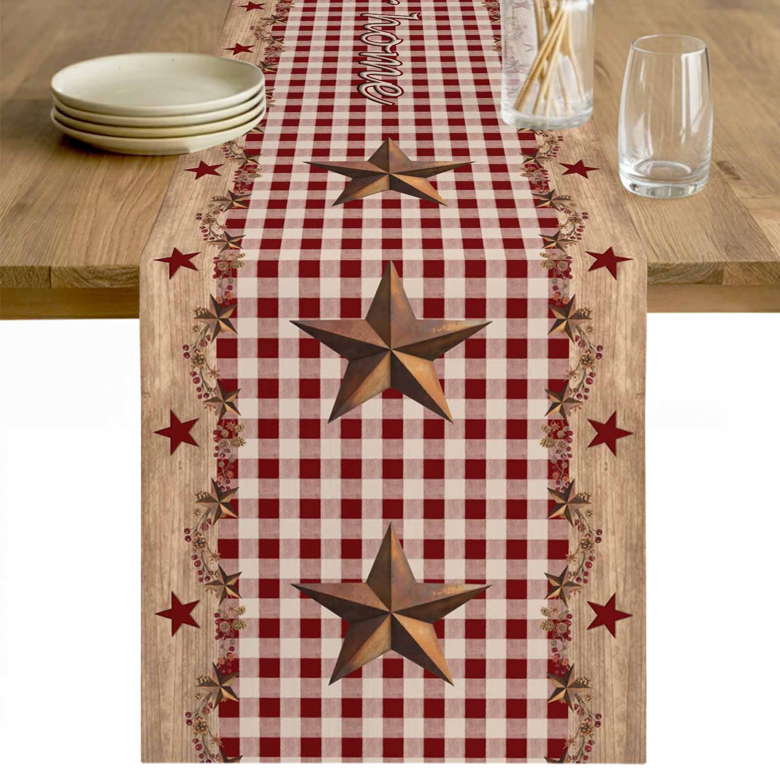 Western Rustic Table Runner Western Texas Star Vintage Table Runner - 90 Inch Long Rustic Wreath ...