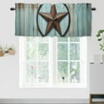 thumbnail image 1 of Western Texas Star Window Valances Vintage Brown Blue Wooden Boards Rod Pocket Valances for Kitchen, Bathroom, Living Room 54x18inch(1Pcs), 1 of 5