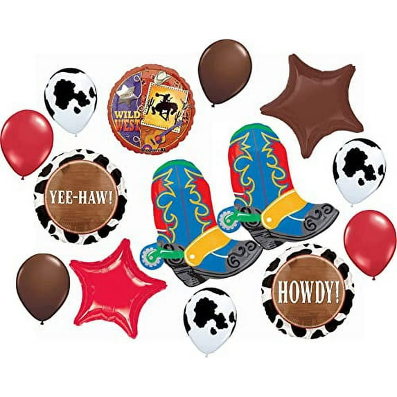 Western Theme Cowboy Birthday Party Supplies Wild West Balloon Bouquet 14 pc Decorations
