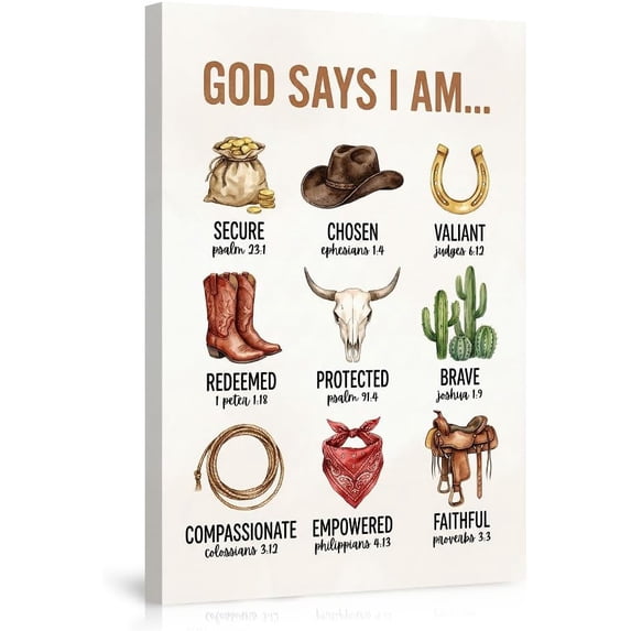 Western Themed God Says I Am Wall Art Poster Inspirational Christian ...