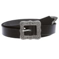 thumbnail image 1 of Western Thick Leather Belt with Vintage 2-piece Center Bar Framed Buckle Set, 1 of 5
