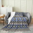 thumbnail image 1 of Western Throw Blanket Baby Size Bohemian Aztec Flannel Fleece Blanket Boho Southwestern Sherpa Blanket for Bed Sofa Couch Geometric Diamond Stripes Fuzzy Blanket Polk Dots Soft Cozy Bed Blanket, 1 of 4