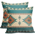 thumbnail image 1 of Western Throw Pillow Covers 20x20 Inch Vintage Turquoise Pillow Covers Set of 2 Southwestn Aztec Decorative Pillows Linen Cushion Cover Square Indoor Outdoor Living Room Bedroom Sofa Chair Home Decor, 1 of 6