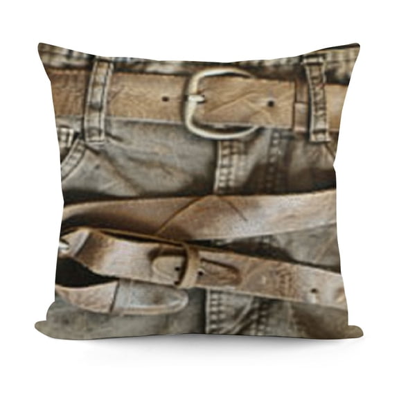 Western Throw Pillow Cushion Cover, Themed Hat and Old Ranching on Wooden Display Style, Decorative Square Accent Pillow Case,