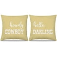 thumbnail image 1 of Western Throw Pillows - Western Bedroom Decor Throw Pillow Cover, Western Pillow Covers, Western Home Decor, Couple Pillow Case 20 x 20 Inch Sofa Bed Set of 2(Yellow), 1 of 5