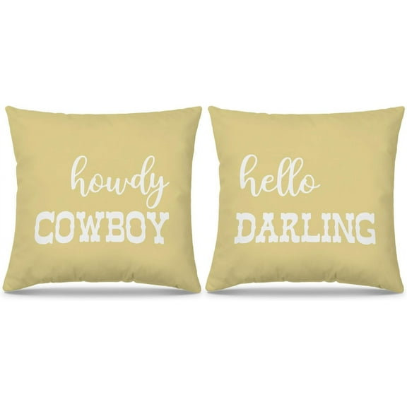 Western Throw Pillows - Western Bedroom Decor Throw Pillow Cover, Western Pillow Covers, Western Home Decor, Couple Pillow Case 20 x 20 Inch Sofa Bed Set of 2(Yellow)