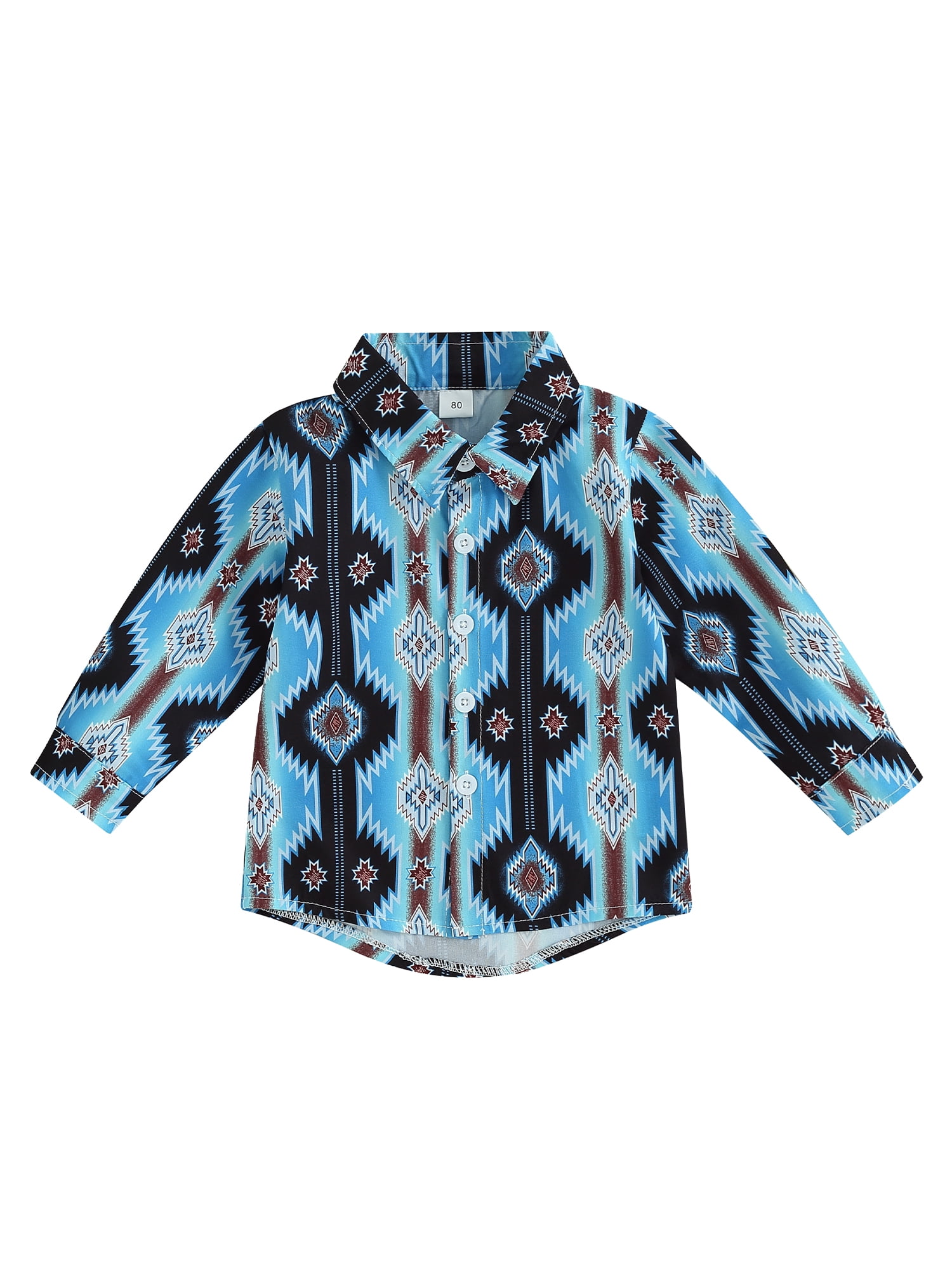 Western Toddler Baby Boys Button Down Shirts Cowboy Pattern Print Long