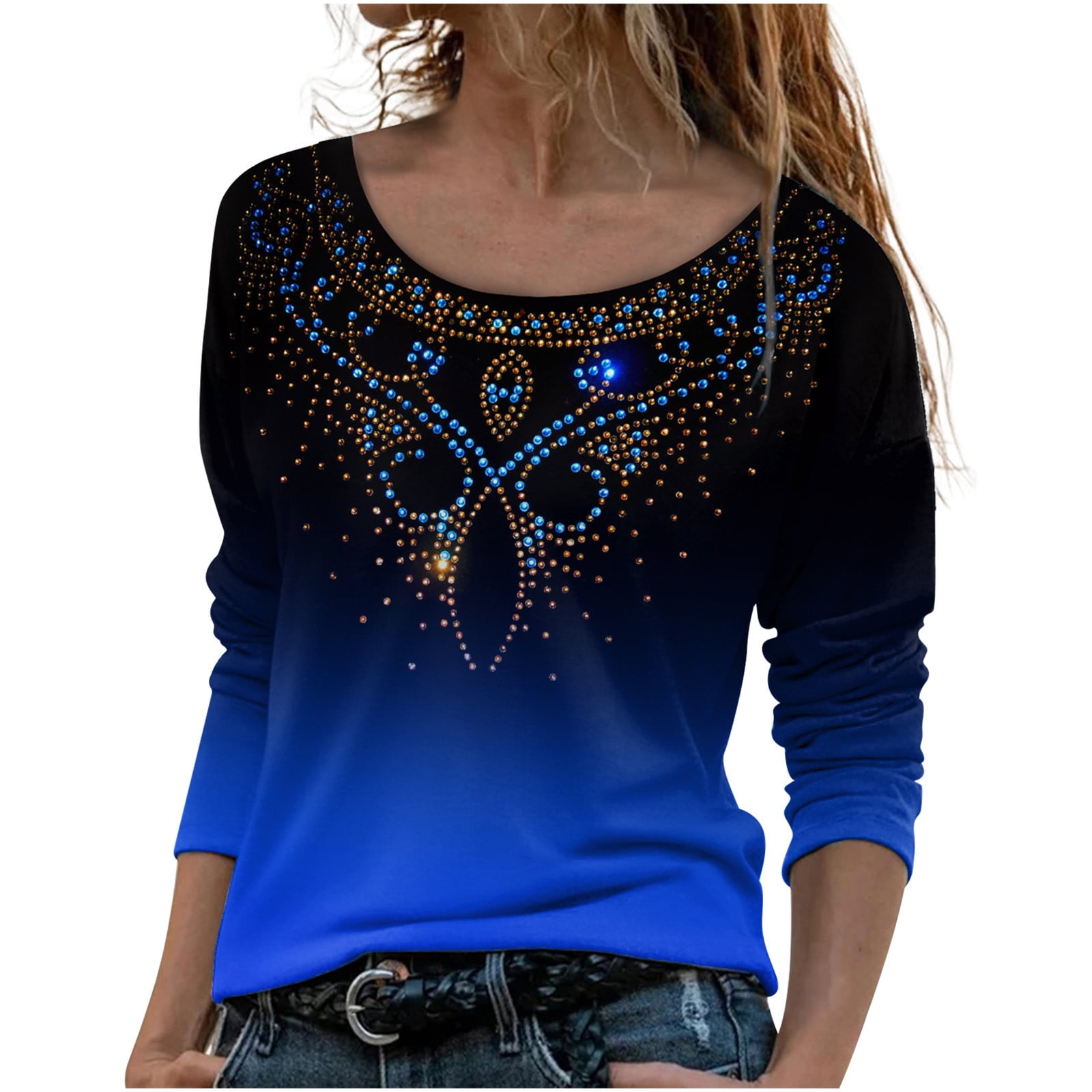 Western Tops for Ladies Plus Size Tops Womens Fall Fashion Long