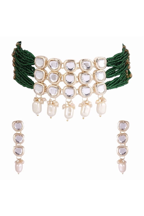 Western/Traditional Fashion Jewellery Set With Earring (DDP Green)