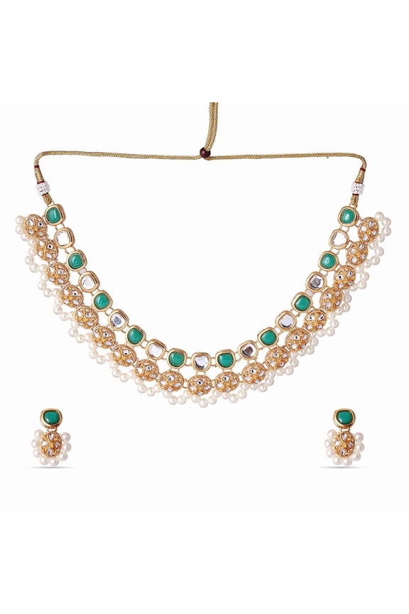 Western/Traditional Fashion Jewellery Set With Earring (KD Green)