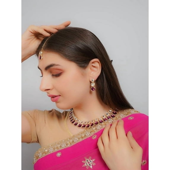 Western/Traditional Fashion Jewellery Set With Earring (T Purple)