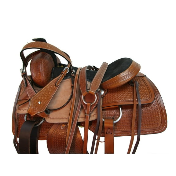 Western Trail Saddle Horse Pleasure Tooled Leather Ranch Tack Set 15 16 17 18 FQHB