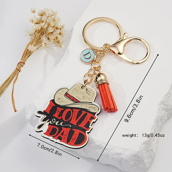 Western Trend Cowboy Hat Keychain Tassel Pendant Creative Father's Day English Key Ring Accessories