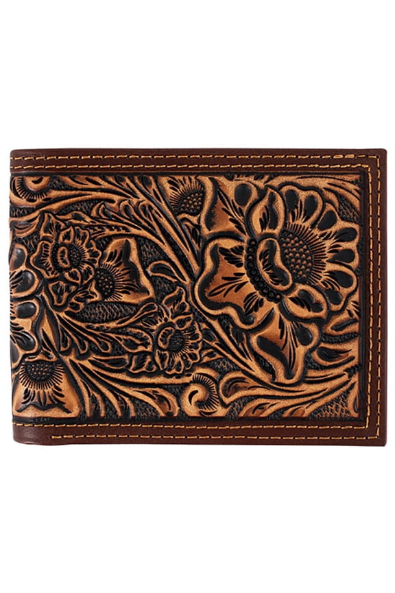 Western Trenditions Llc Womens Justin Tan Tooled Leather Bifold Wallet