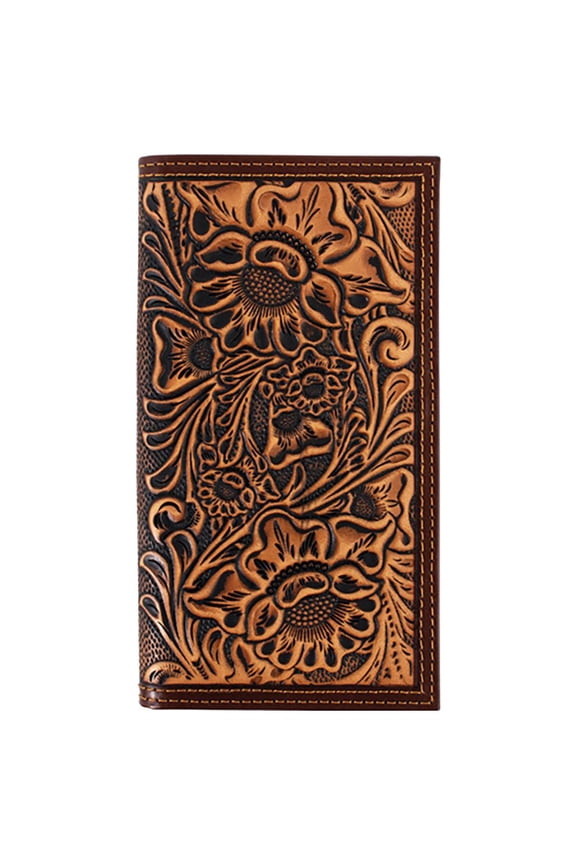Womens Justin Tan Tooled Leather Rodeo Wallet
