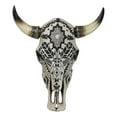 thumbnail image 1 of Western Tribal Aztec Vector Tattoo Patterns Horned Cow Skull Wall Decor Plaque, 1 of 9