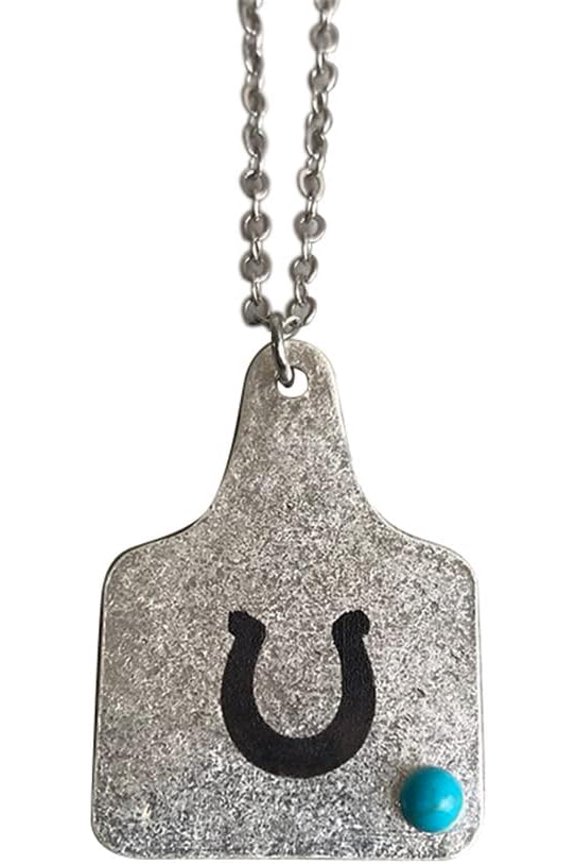 Western Turquoise Cowboy Cowgilrs Lightning Pendant Necklace Bull Head Bar Y Necklace for Women Gemstone Cattle Bohemian Tribal Jewelry for Mother's Day Gift