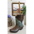 thumbnail image 1 of Western Turquoise Floral Tooled Leather Cowboy Boot Toilet Brush And Holder Set, 1 of 7