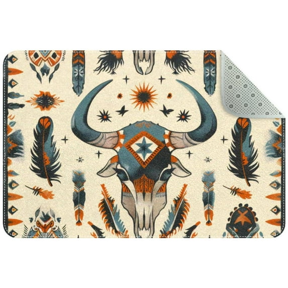Western Vintage Tribal Pattern Background Entryway Rug, 2x3 Area Rug Indoor Door Mat Non-slip Washable Floor Carpet Rug for Bedroom Office Dining Room Bathroom