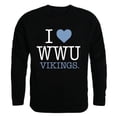 thumbnail image 1 of Western Washington University I Love Crewneck T-Shirt, Black - Extra Large, 1 of 1