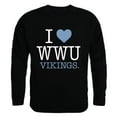 thumbnail image 1 of Western Washington University I Love Crewneck T-Shirt, Black - Small, 1 of 1