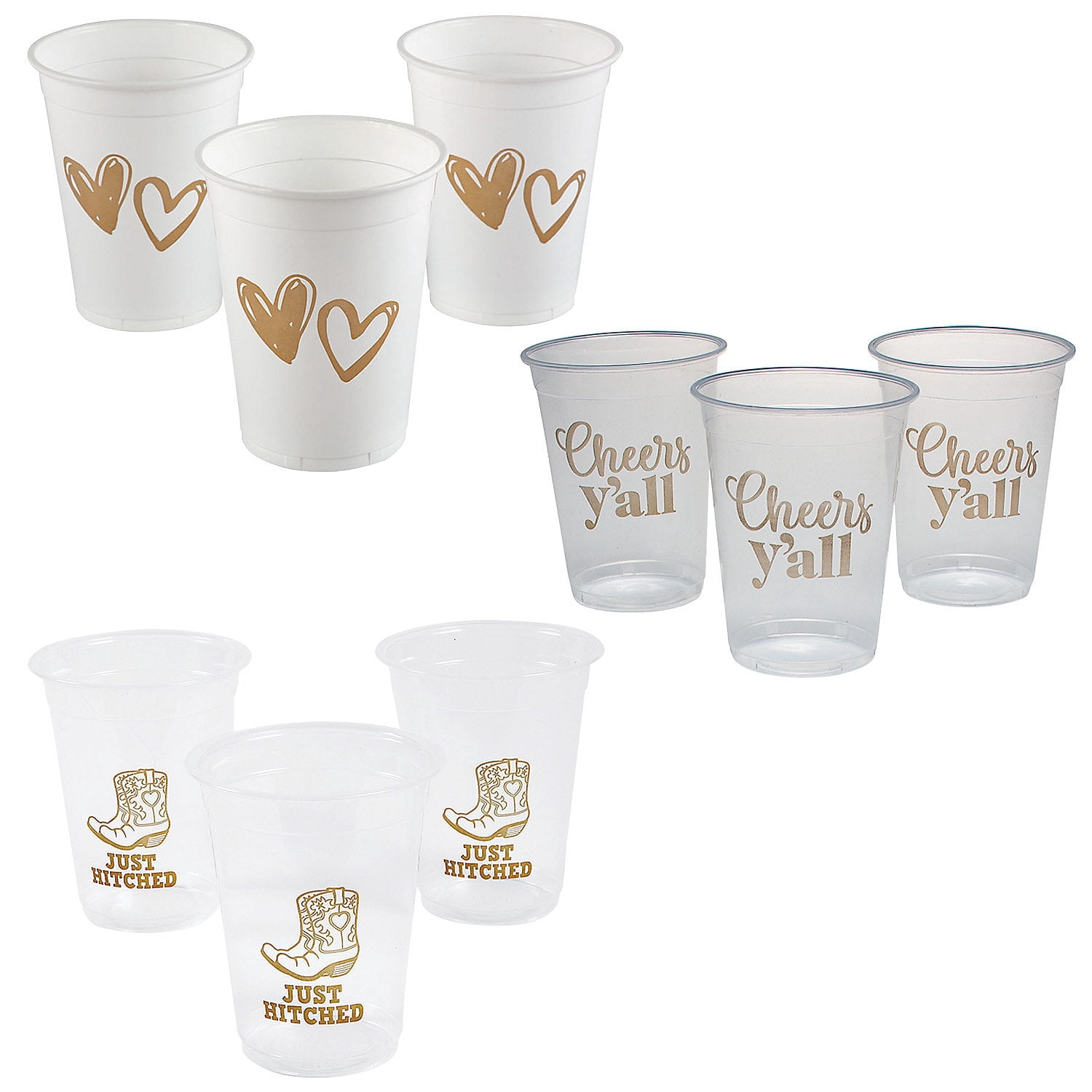 Western Wedding Day Plastic Cup Assortment Bulk 150 Pc - Walmart ...