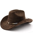 thumbnail image 1 of Western Western Cowboy Hat with Curved Brim for Outdoor Adventure Travel Riding Classic Western Style Craftsmanship for Everyday Use, Coffee, 1 of 3