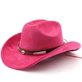 thumbnail image 1 of Western Western Cowboy Hat with Curved Brim for Outdoor Adventure Travel Riding Classic Western Style Craftsmanship for Everyday Use, Hot Pink, 1 of 3