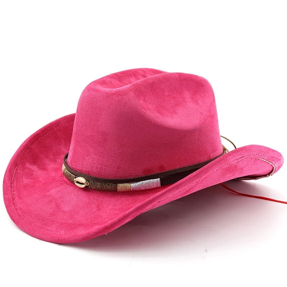 Western Western Cowboy Hat with Curved Brim for Outdoor Adventure Travel Riding Classic Western Style Craftsmanship for Everyday Use, Hot Pink