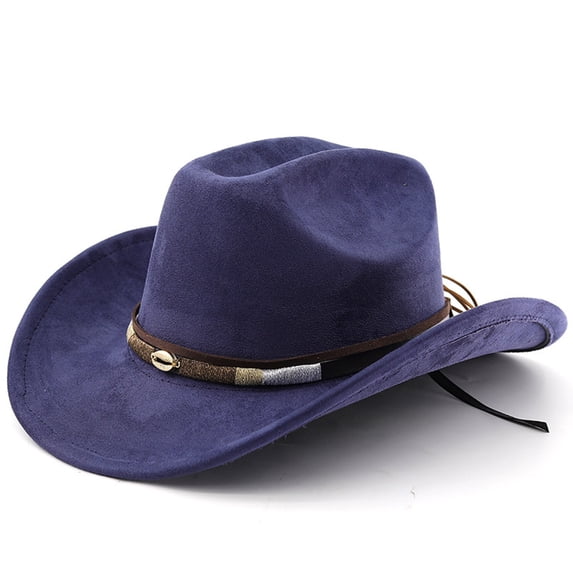 Western Western Cowboy Hat with Curved Brim for Outdoor Adventure Travel Riding Classic Western Style Craftsmanship for Everyday Use, Navy