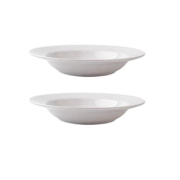 Western White Pasta Plates Set of 3 for Dinner, High-Heat Resistant Ceramic Dinnerware for Restaurants and Home