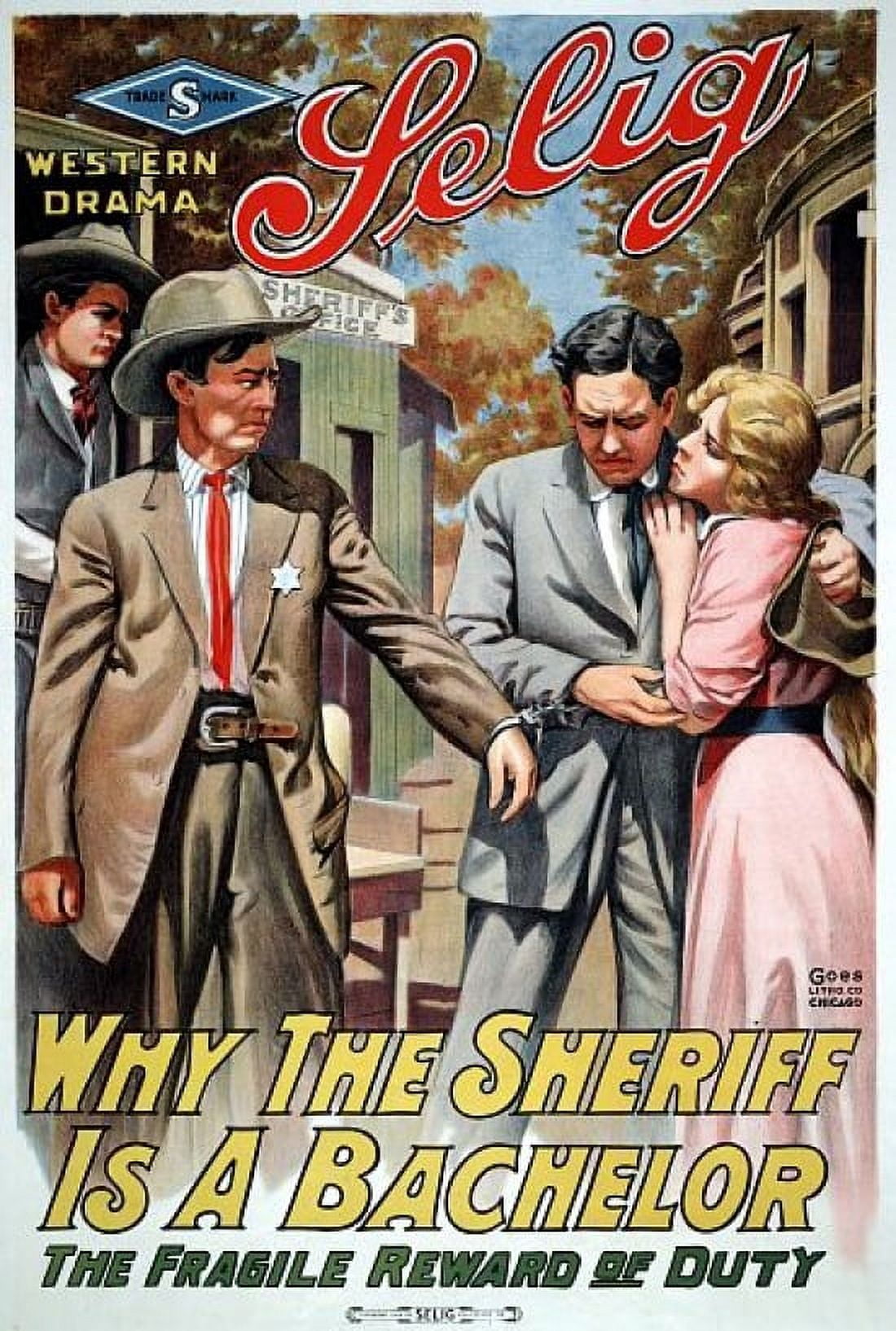 Western Why The Sheriff Is A Bachelor Selig Canvas Art - (18 x 24)