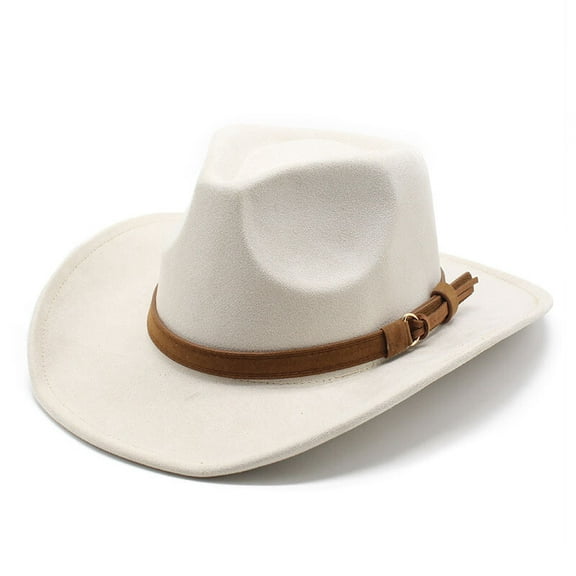 Western Wide Brim Wool Felt Hat for Men Women – Vintage Boho Cowboy Fedora Cap