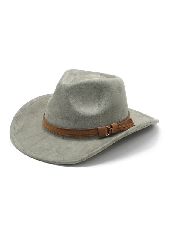 Western Wide Brim Wool Felt Hat for Men Women  Vintage Boho Cowboy Fedora Cap