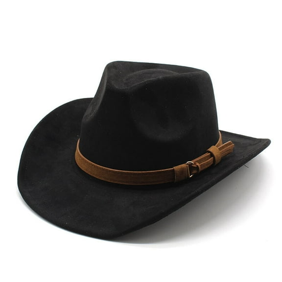Western Wide Brim Wool Felt Hat for Men Women – Vintage Boho Cowboy Fedora Cap